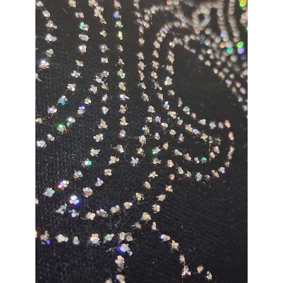 VTG Cachet by Bari Protas Cropped Sparkle Jacket Black Velvet Velour Sz L Bling - Picture 4 of 16